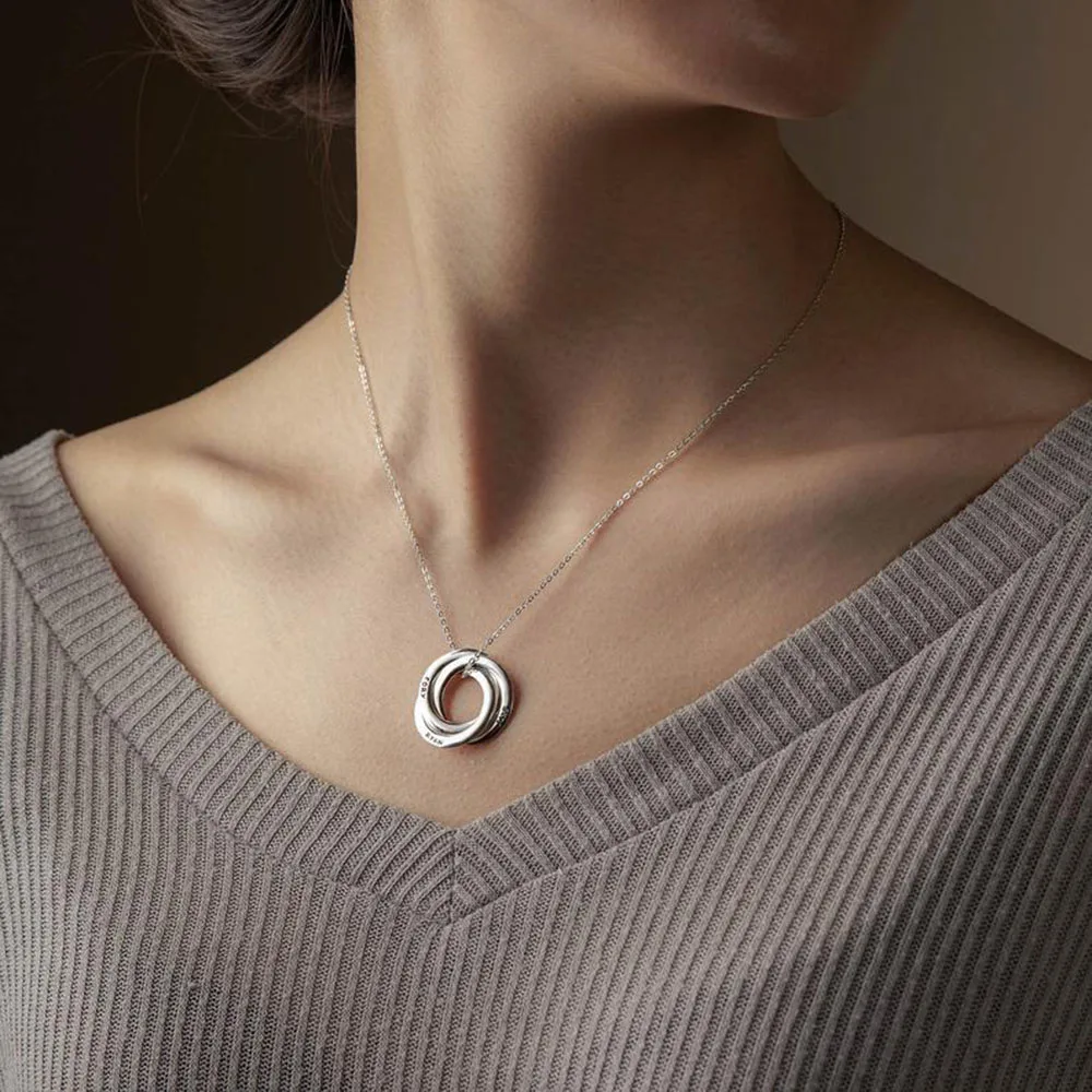 Custom Name Necklace Personality Stainless Steel Multi-round Lady Necklace Custom Name Jewelry Friend Gift