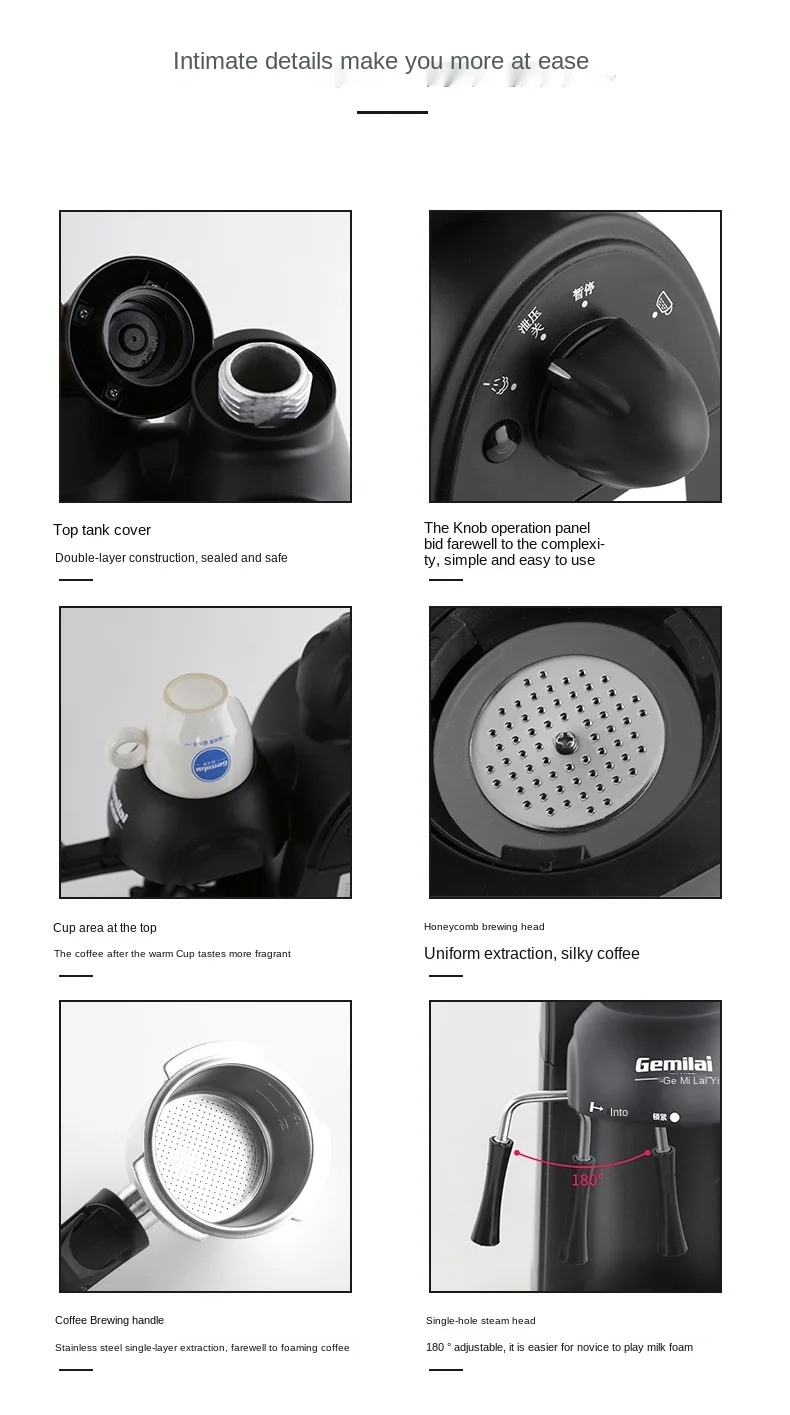 ماكينة القهوة المنزلية Crm2008 آلة صغيرة شبه أوتوماتيكية على الطراز الإيطالي في الموقع وعاء طحن صغير نوع البخار صانع القهوة الفولاذ المقاوم للصدأ