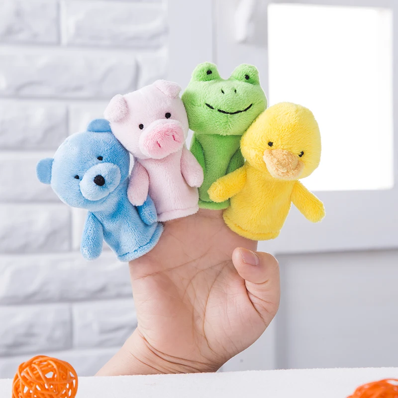 Animal Hand Puppets for Baby Plush Toys Kids Puzzle Piggy Frog Puppy Lion Monkey Bear Duck Elephant Finger Puppet