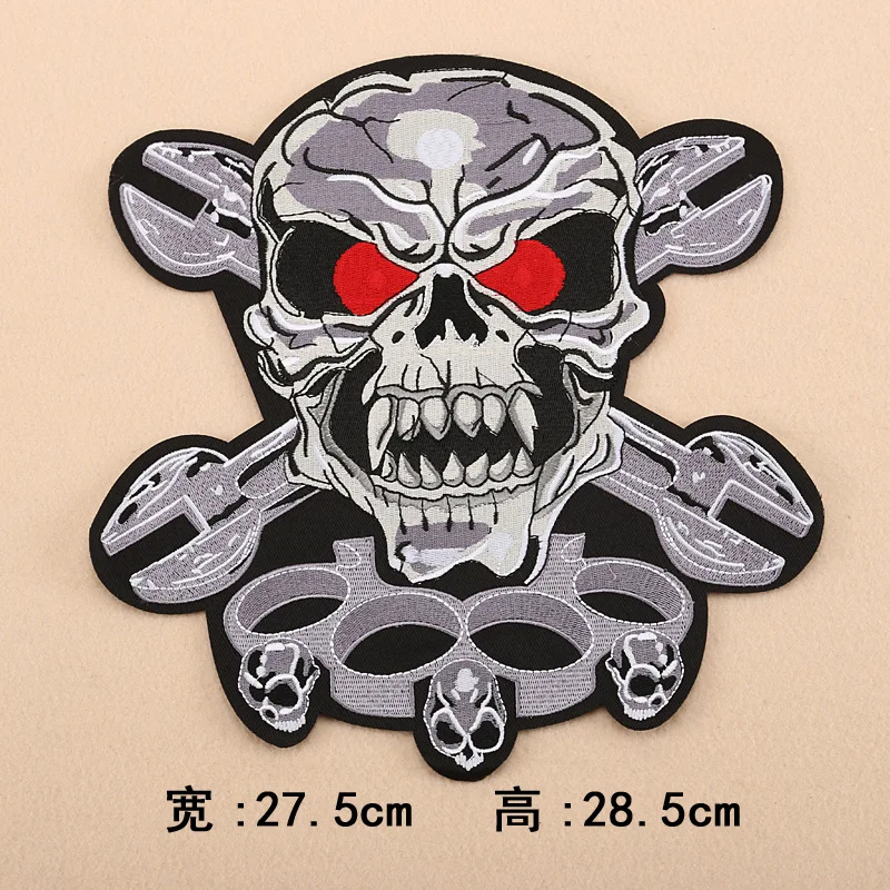 Large Huge Embroidery Patches Badge Skull For Jacket Back Motorcycle Biker Punk Big Size 11 inches Accessories Clothing DIY