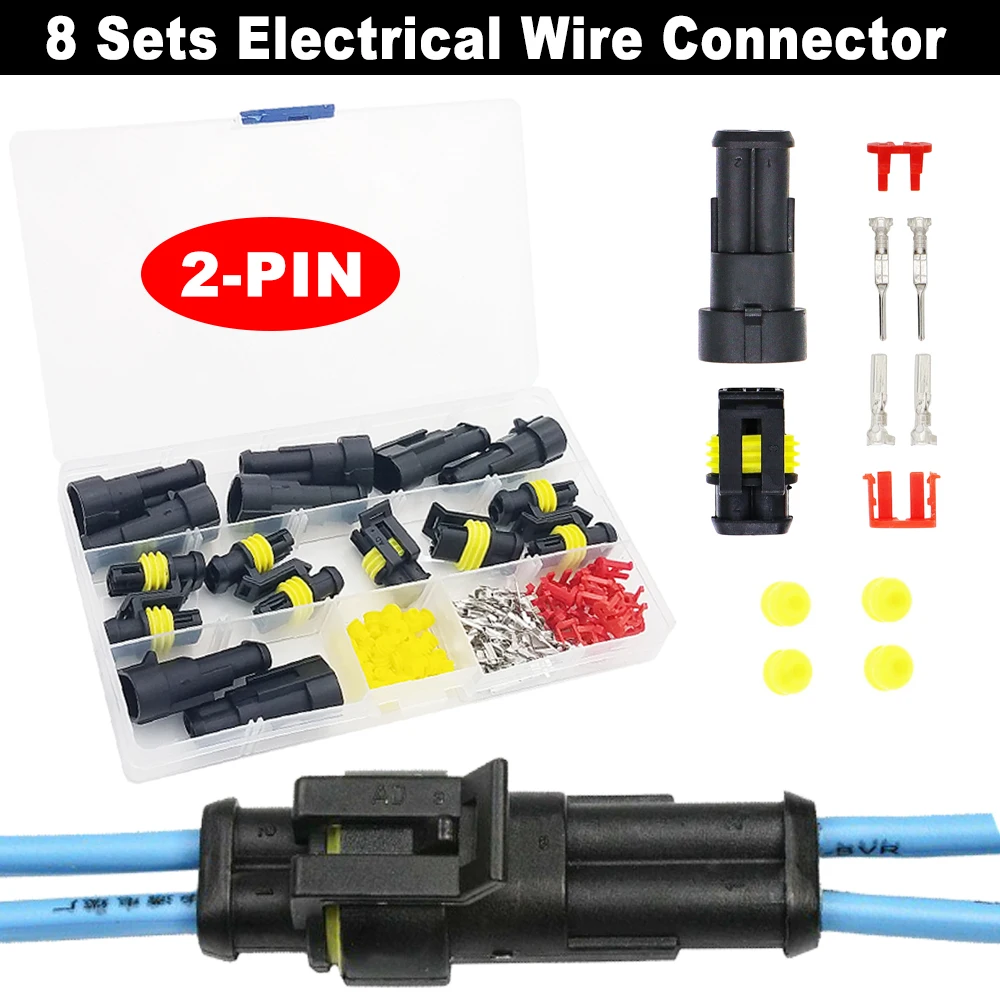 

Набор № 8 Автомобильный Электрический провод разъем Водонепроницаемый 2-контактный вилка гнездо вилочный комплект для мотоцикла Грузовик ...