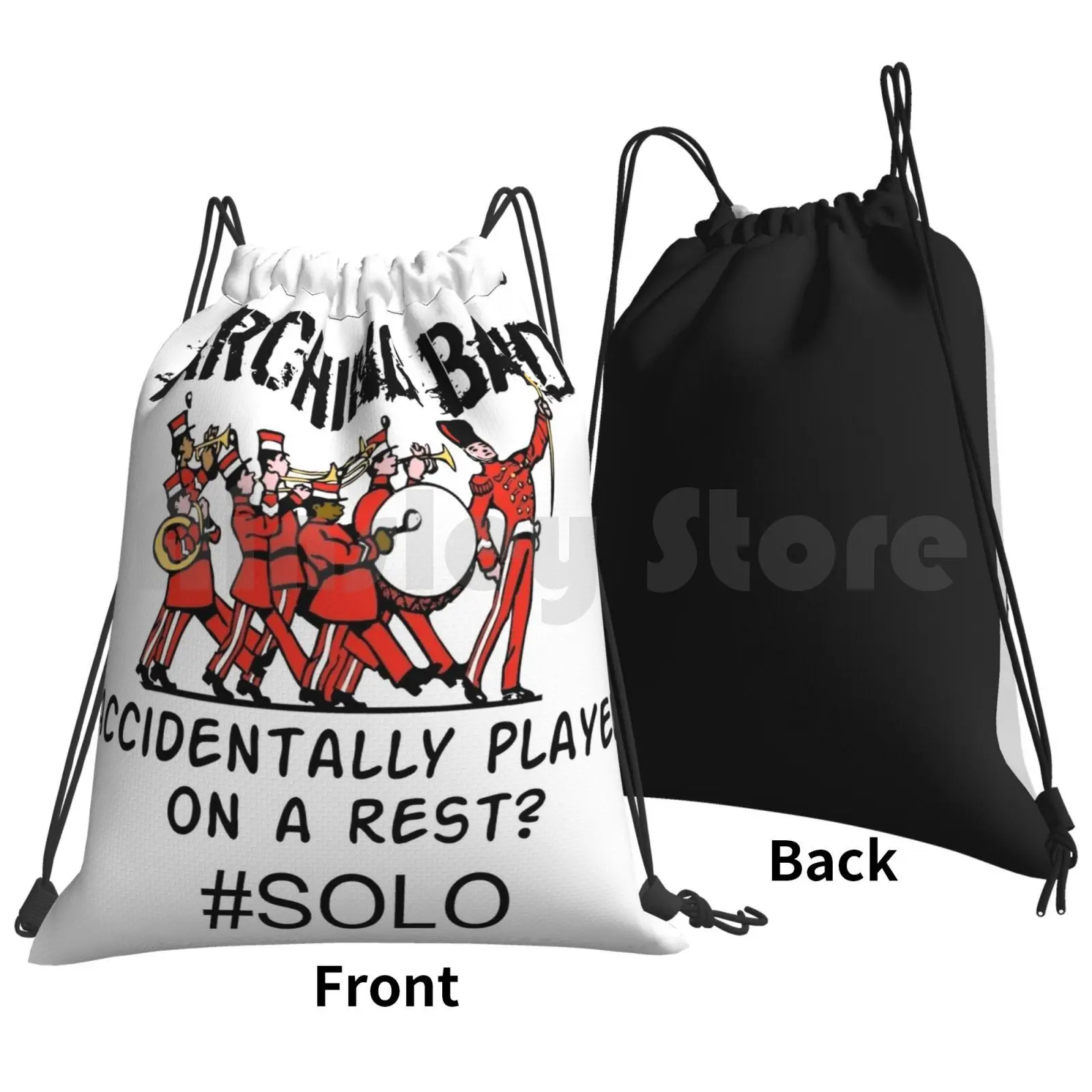 Funny Marching Band-Marching Band Gift-Played On A Rest ? Solo! Backpack Drawstring Bags Gym Bag Waterproof Marching Band