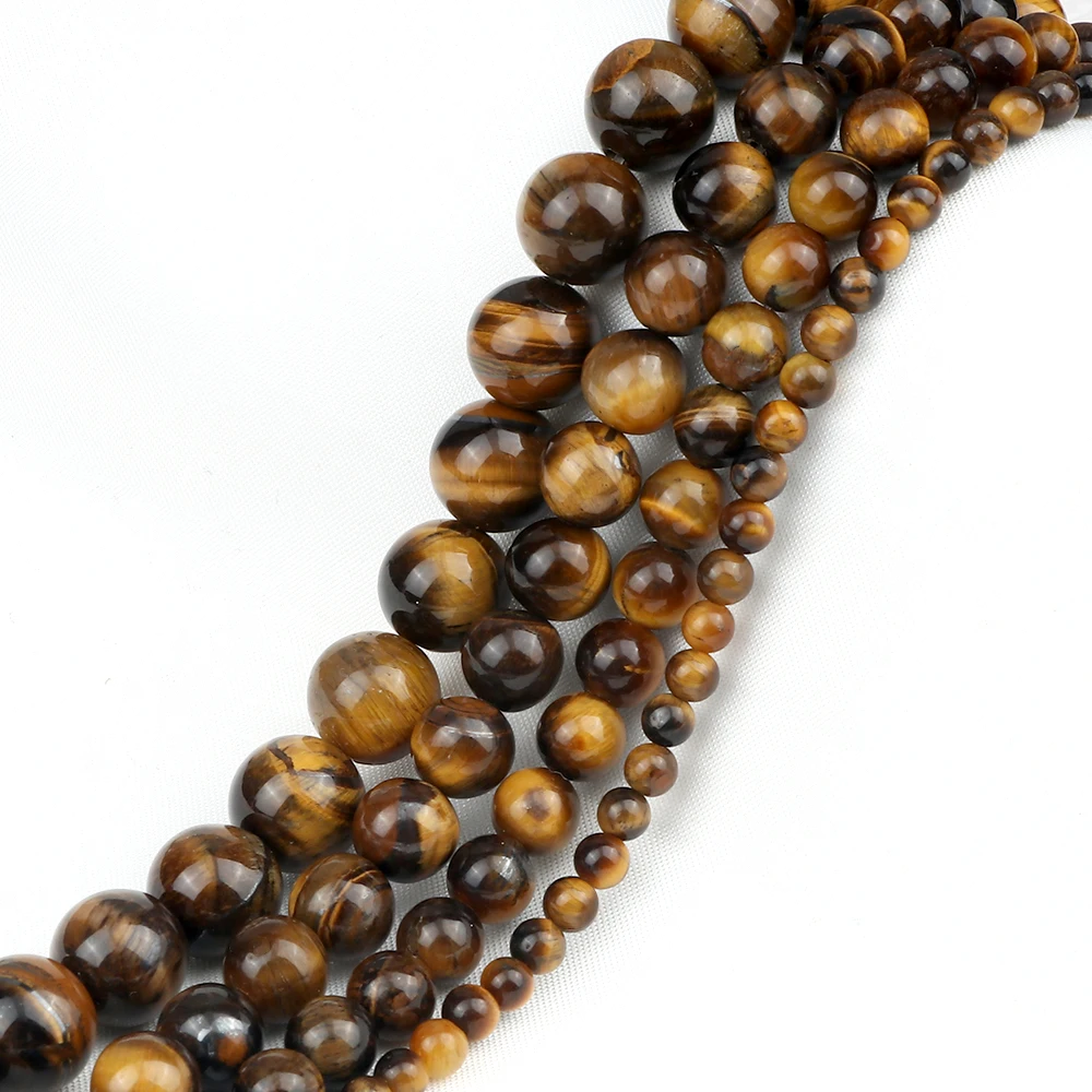 Natural Stone Beads Tiger Eye Round Loose 4 6 8 10 mm Pick Size For DIY Making Bracelet Necklace Women Men Jewelry Accessories