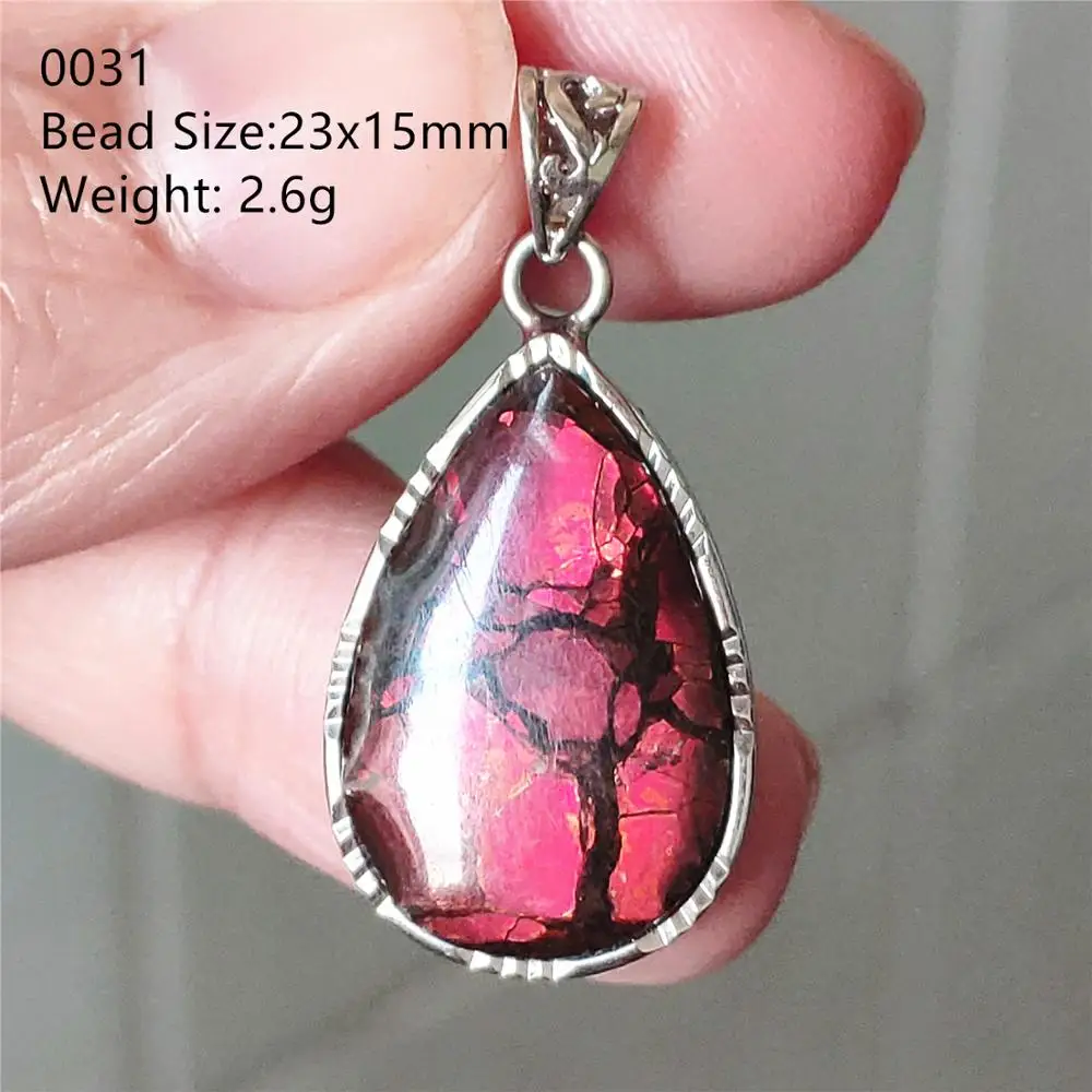 Natural Red Ammonite Ammolite Pendant Light Gemstone Green Ammolite 925 Sterling Silver Women Men Canada Necklace AAAAA