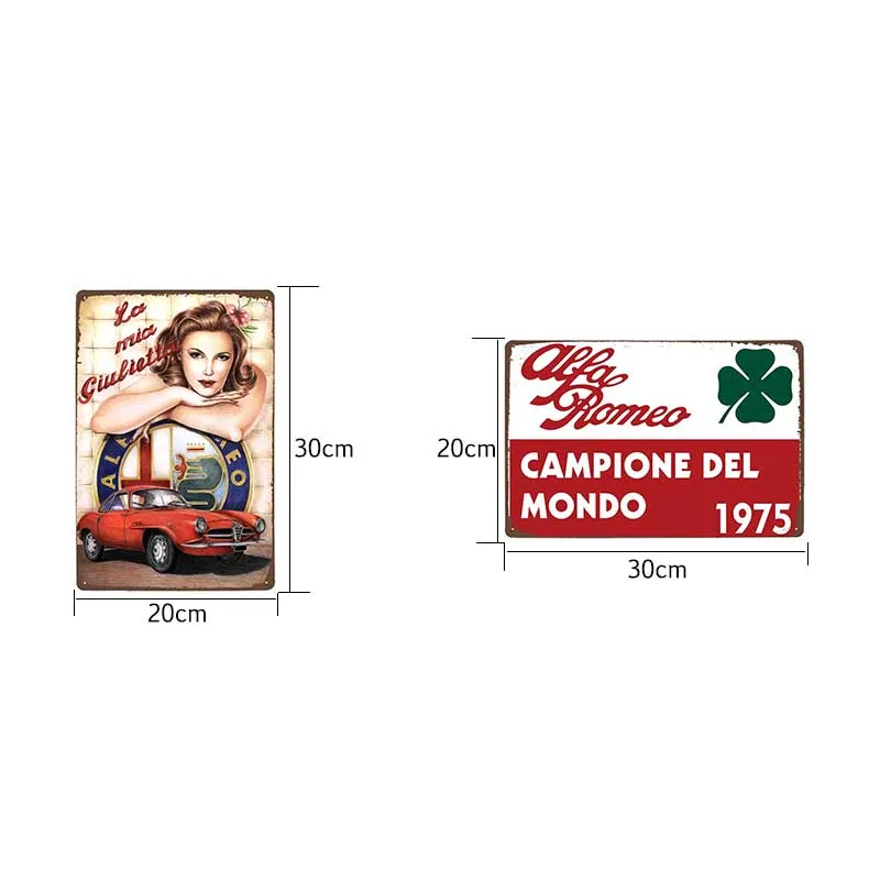 Alfa Romeo Metal Sign For Garage Decorative Tin Plaque Retro Car Wall Posters Vintage Home Decor Plate 20x30cm