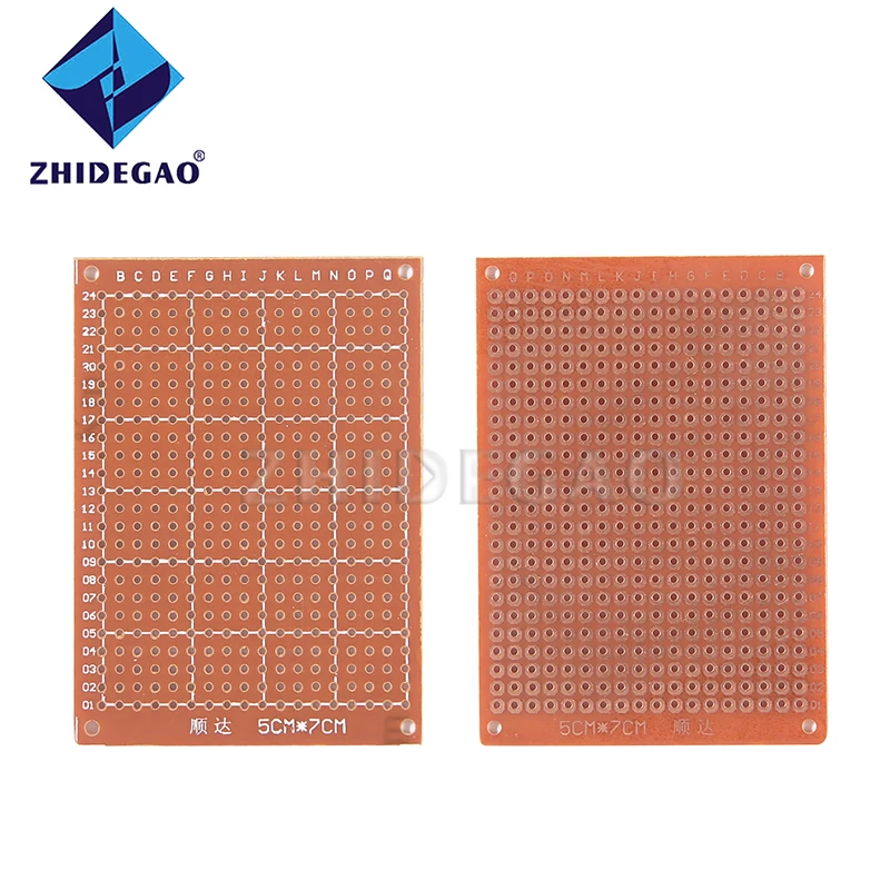ZHIDEGAO 10 stücke 5x7cm 5cm 7cm DIY Prototype Papier PCB Universal Board gelb