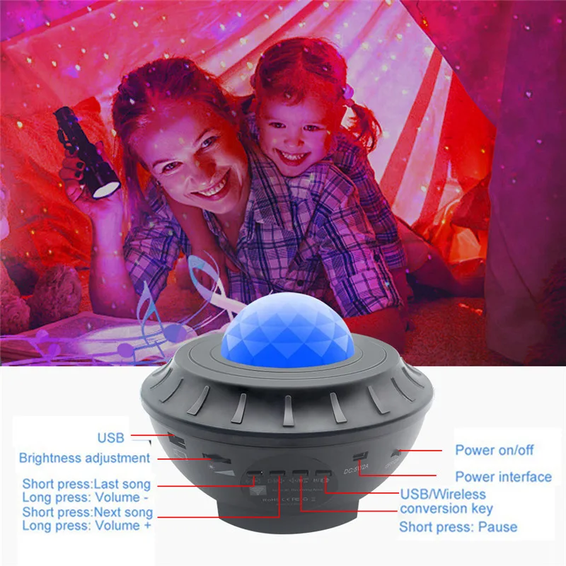 Hot Sale USB LED Galaxy Bluetooth Music Starlight Projector Starry Night Lamp Star Sky Projection Light Night Lamp
