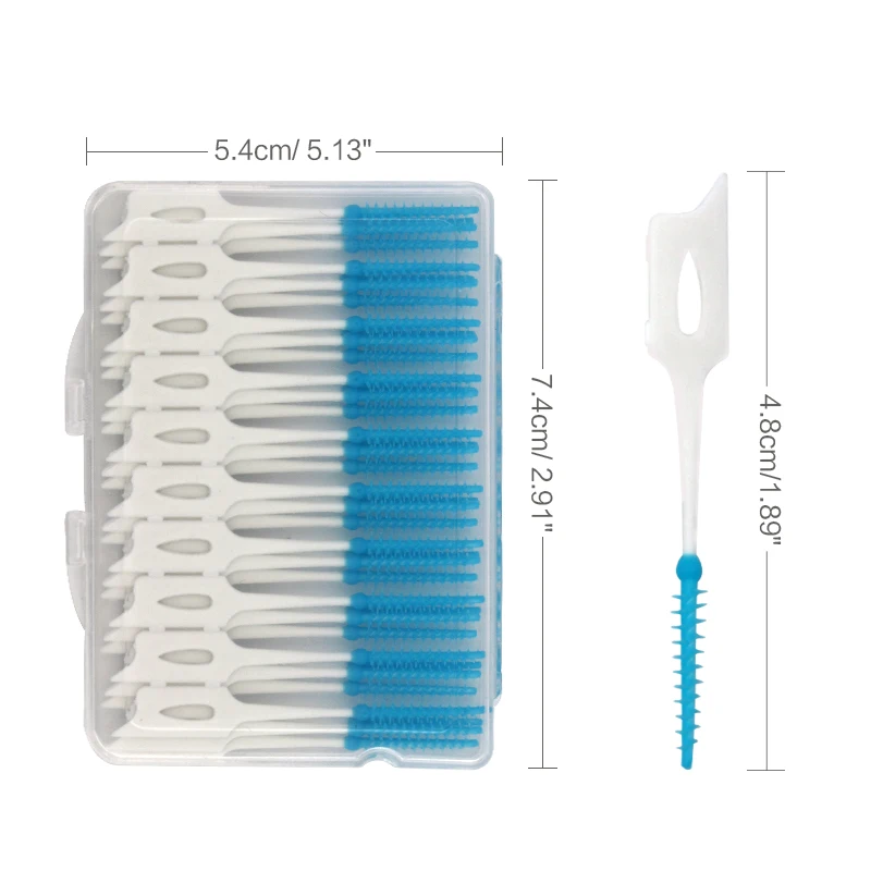 40pcs/80pcs Dental Interdental Brush Double Floss Head Hygiene Toothpick Brush Flossing Teeth Cleaning Tools