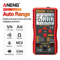 M118A Digital Mini Multimeter  Smart Tester Auto Mmultimetro True Rms Tranistor Meter with NCV Data Hold 6000counts Flashlight