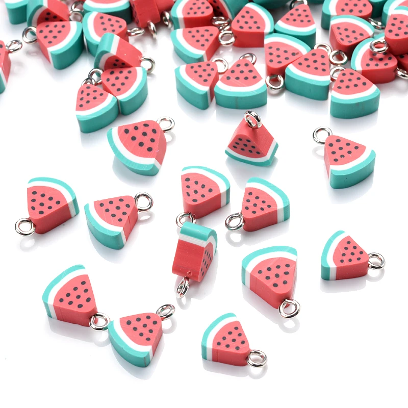 Charm Fruit Shape Polymer Clay Pendants Beads 30Pcs/Lot Polymer Clay Spacer Loose Beads For Necklace DIY Bracelet Accessories