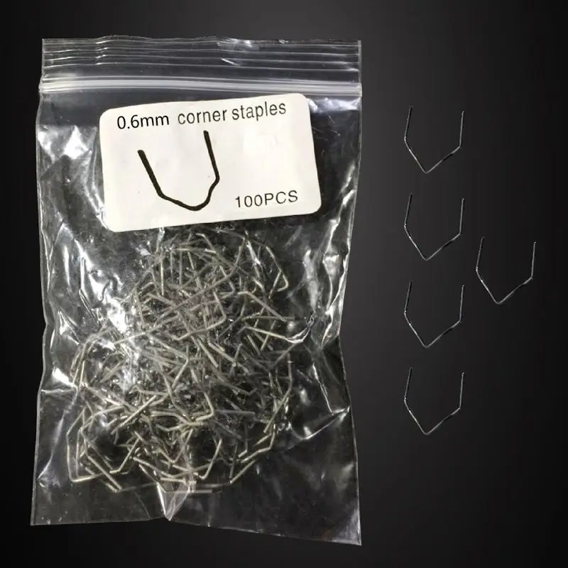 100 Pcs/Set Precut 0.6mm Wave Flat Hot Staples For Plastic Stapler Repair Welder Automotive Plastic Repair Standard Hot Stapler