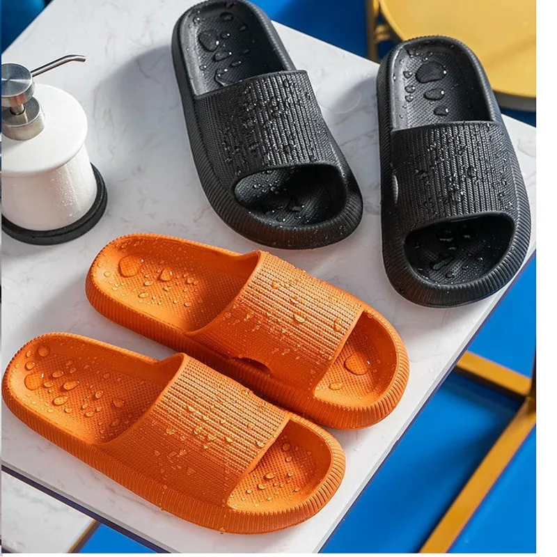 

Women Thick Platform Slippers Summer Fashion EVA Soft Sole Beach Slide Sandals Men Couple's Indoor Bathroom Anti-Slip Shoes Home