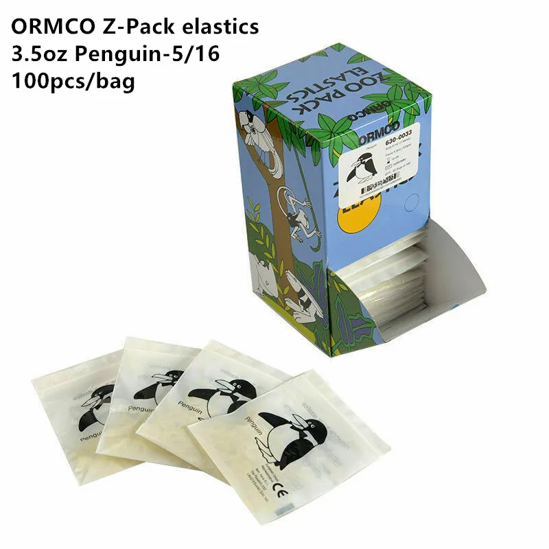 Penguin 5/16 Elastics Bands Dental Z-pak Elastic Band 3.5OZ Orthodontic ORMCO Zoo Pack 100pcs/Bag Yellow