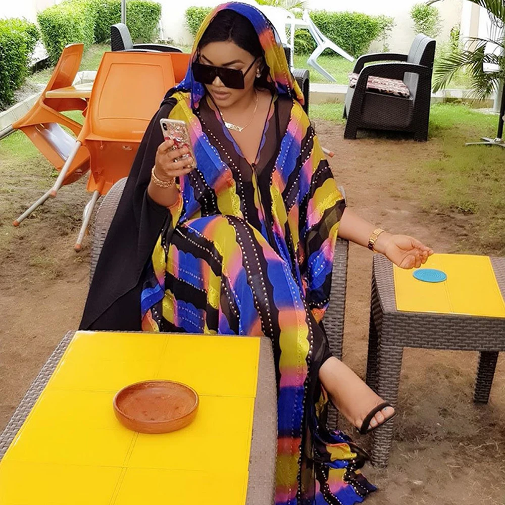 

African Dresses For Women 2020 New Arrival Loose Round Collar High Waist Long Dress Classic Type Two-piece With Inner Petticoat