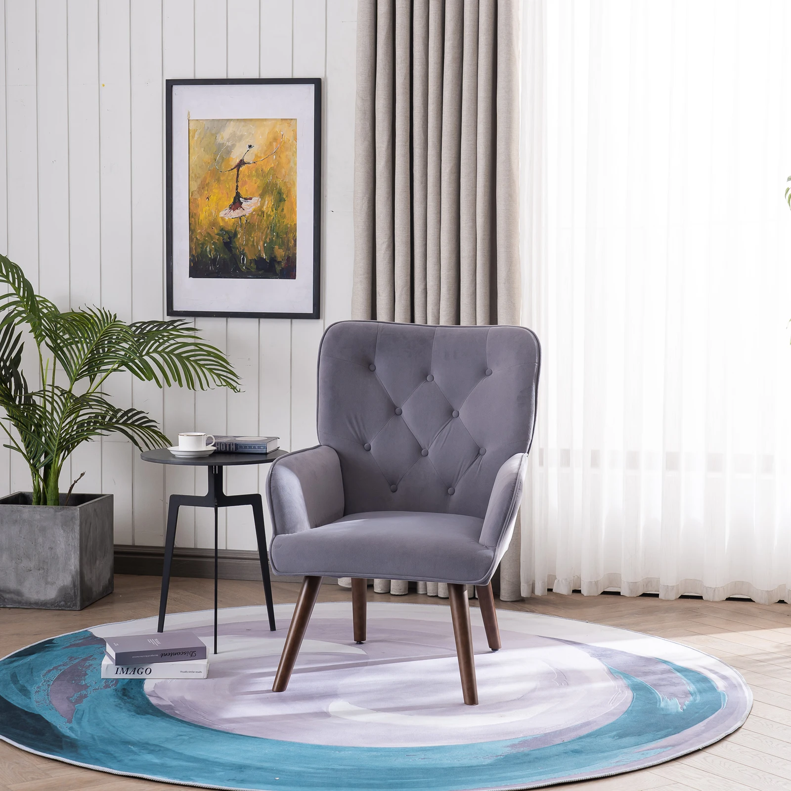 Three Colors Simple Nordic Style Backrest Pull Point Flannel Soft Bag Indoor Lounge Chair