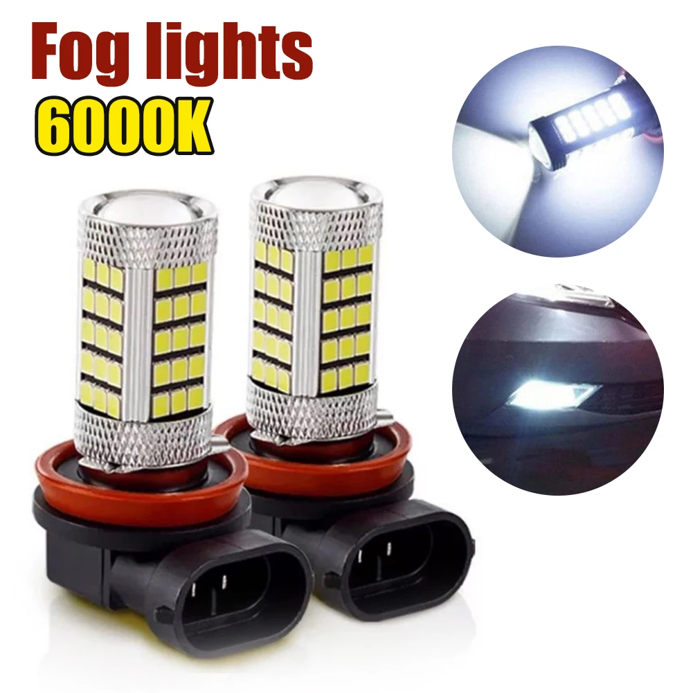 2pcs Automotive H8 LED Bulbs for Car Fog Lights 6000K 3030 SMD LED Fog Lamp Bulbs Universal Car Replacement Parts