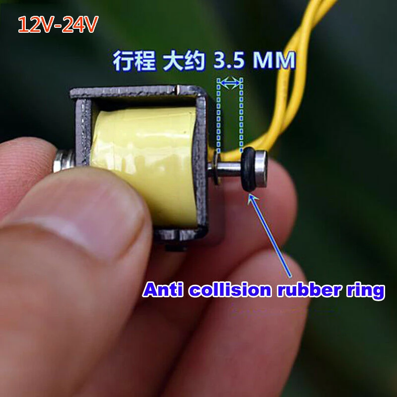 Mini solenoide de CC de 3V, 6V, 12V y 24V, electroimán de marco abierto de empuje y tracción a través del tipo, imán eléctrico para electrodomésticos