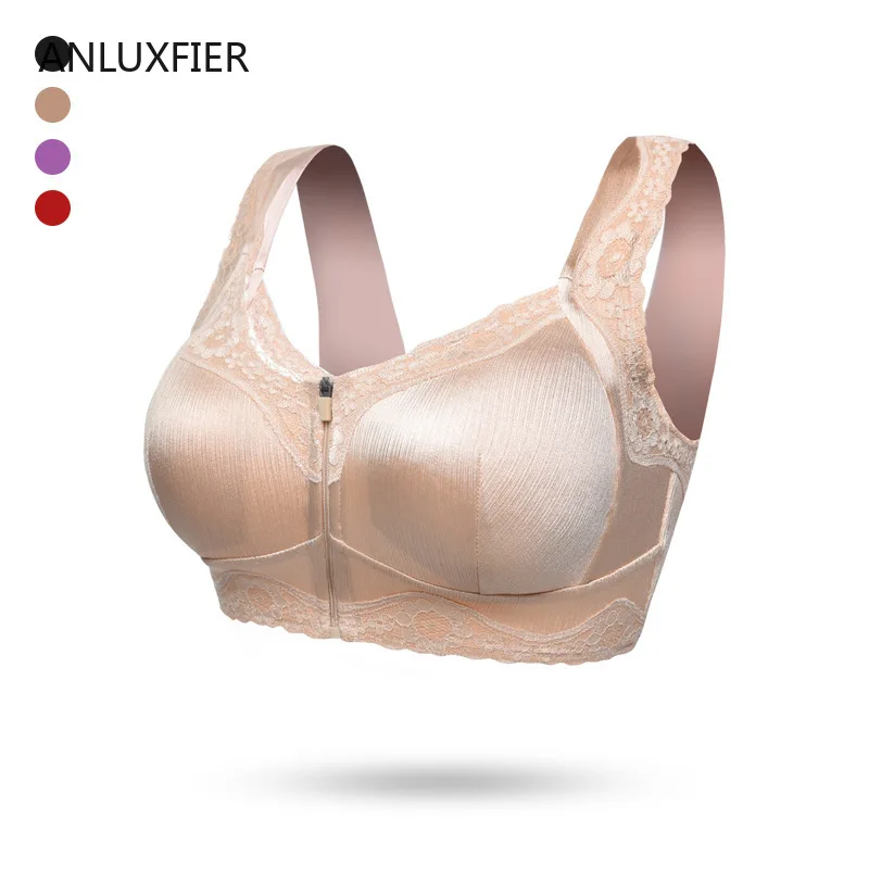 H9651 Full Cup Bra Underwear Mastectomy Surgical Resection Without Steel Ring Comfortable Bras Front Zipper Breathable Lace Bra