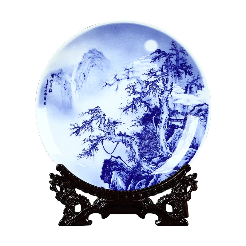 Jingdezhen Ceramic Hanging Plate  Fine Bone China Decoration Plate Chinese Wine Cabinet Office Decorations Gifts