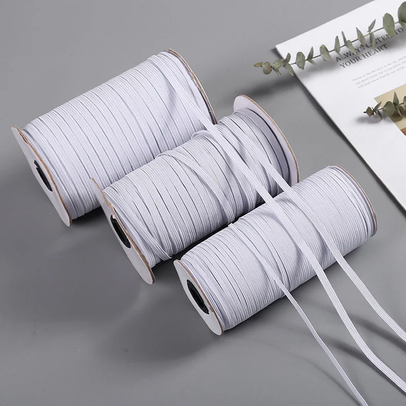 3mm 5mm 8mm 10mm 12mmElastic Band Masks White Blackm High Elastic Flat Rubber Band Waist Band Sewing Stretch Rope DIY Mask