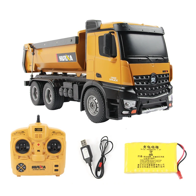 1:14 Large 10CH 5KG Auto Self-Unloading Earth-loading RC Excavator Construction Car With Led Light Engineering Transport Vehicle