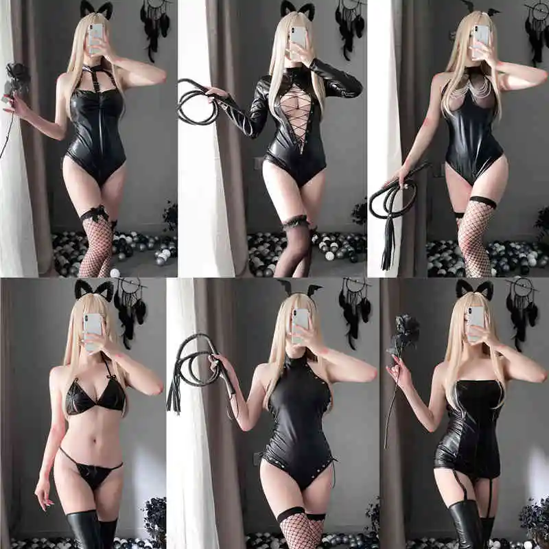 2021 Sexy Wild Motorcycle Girl Patent Leather Material Woman Suit Quality Is Very Good, Wou Can Wear Open Crotch Cosplay Costume