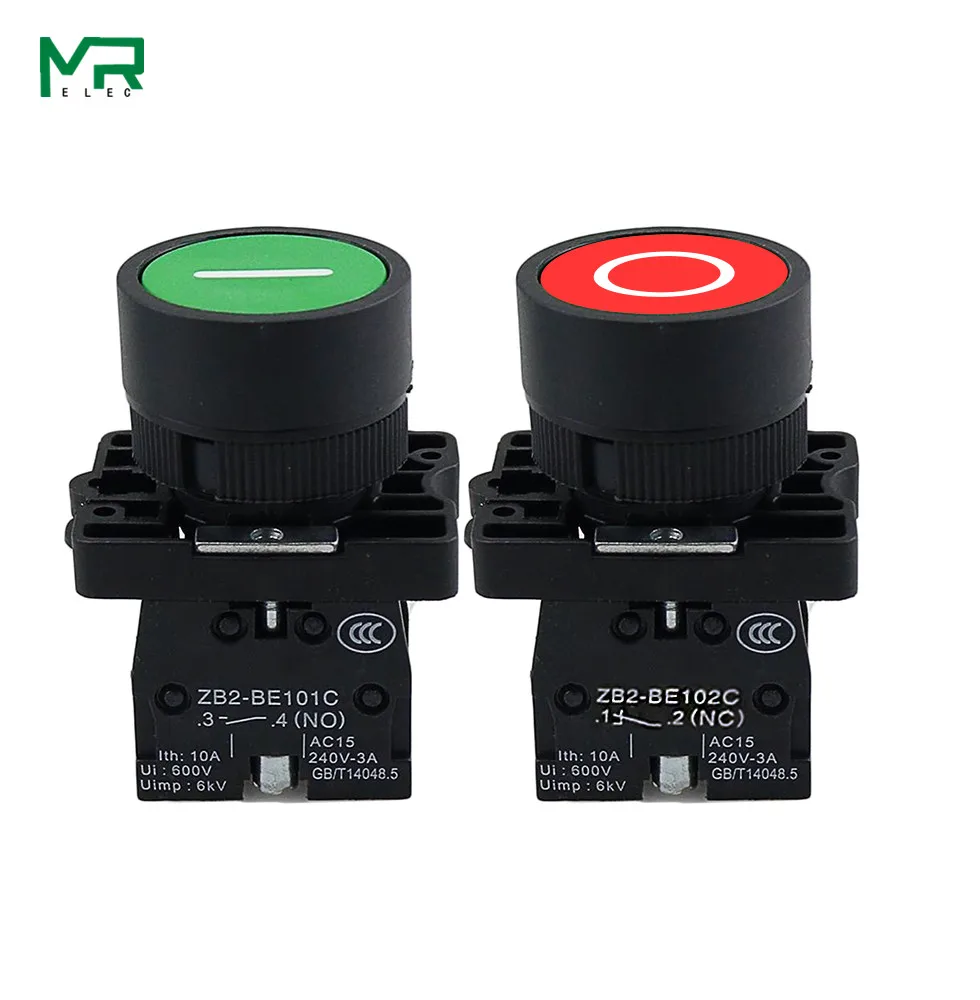 22mm Self reset button switch  start stop button with the arrow symbol XB2 flat touch 1NC/1NO switch button series