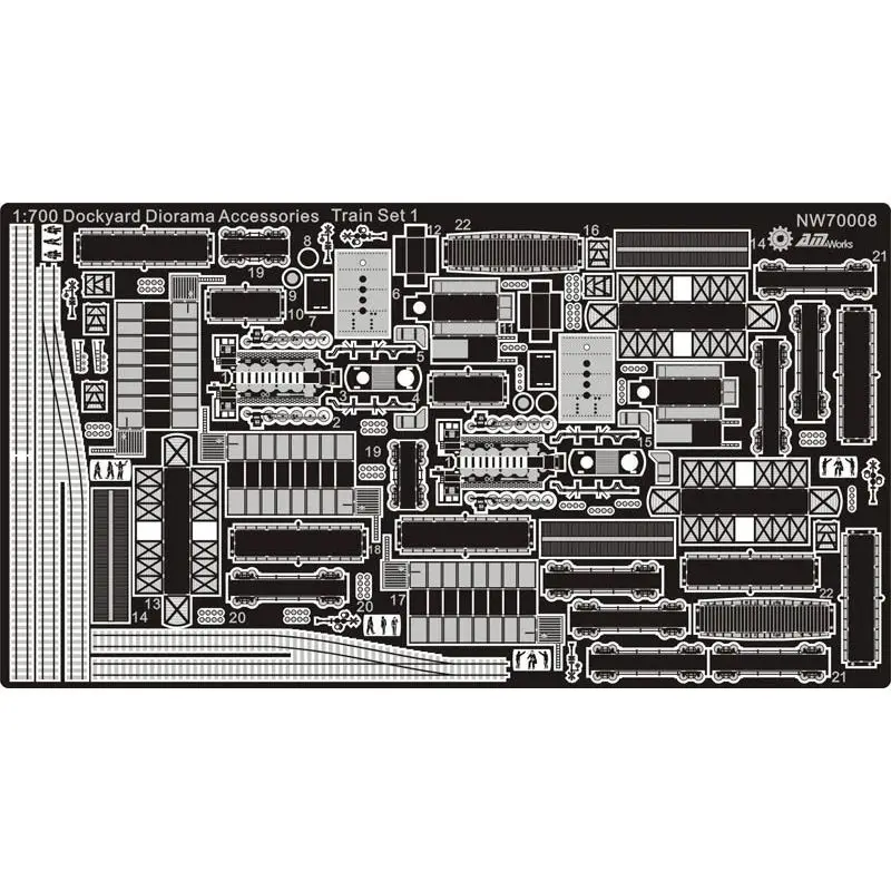 

AM-WORKS NW70008 1/700 Dockyard Diorama Accessories - Train set 1 - Upgrade Detail Set