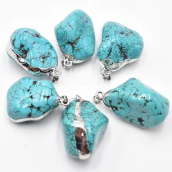 2021 New high quality Turquoise stone  Irregular pendants for jewelry Accessories making 6pcs/lot Wholesale free shipping