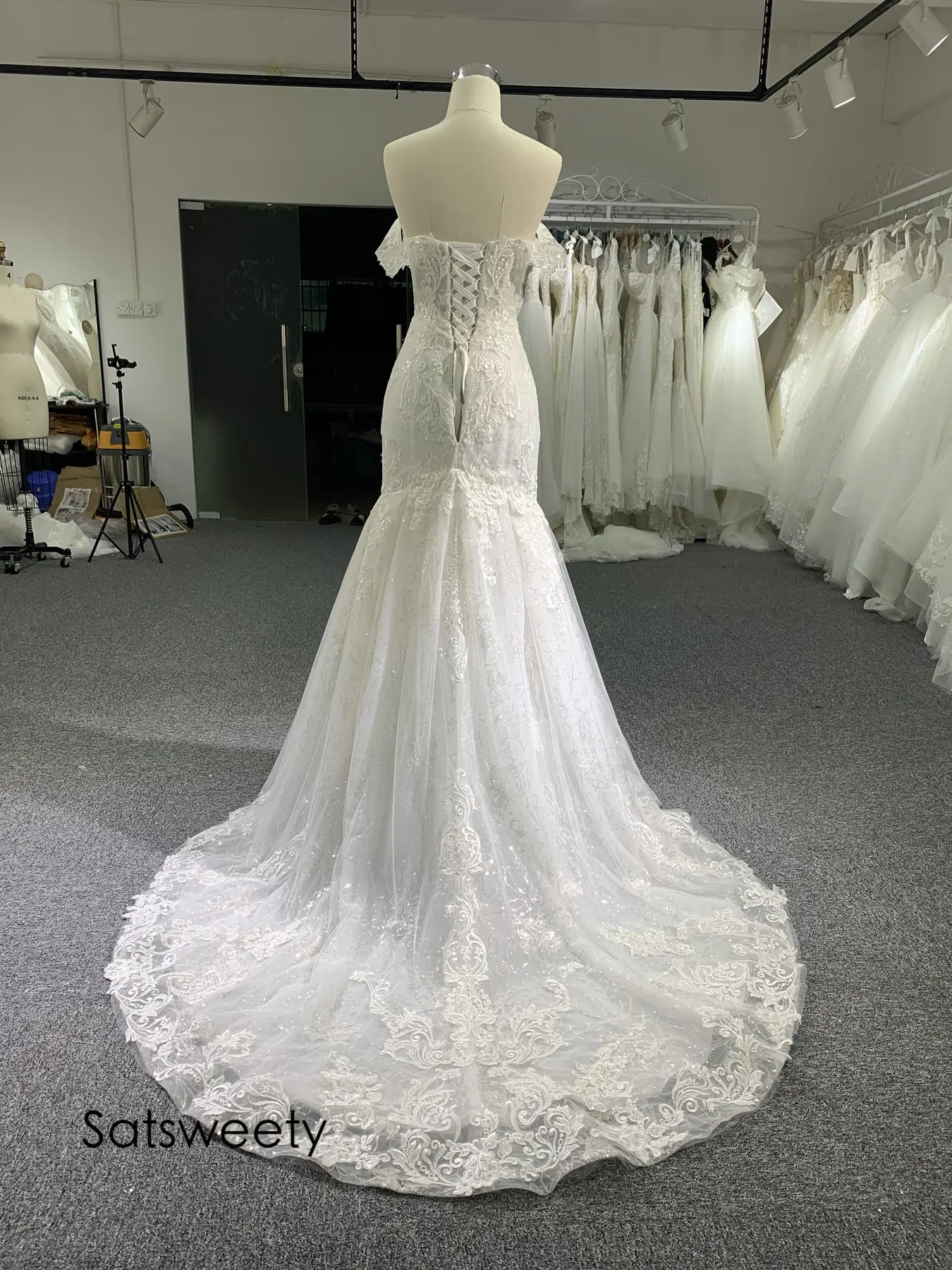 Vestido de novia con cuentas de lujo, traje de novia de sirena brillante, personalizado, con cola de campana, 2022