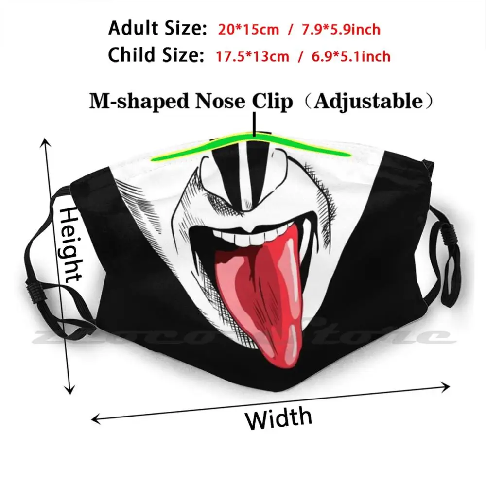 The Demon From Kiss Band Mask Cloth Reusable Print Filter Washable Fan Art Music Fanart