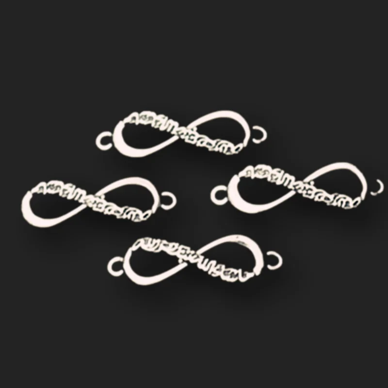 Pulsera islámica chapada en plata de 15 piezas, símbolo infinito de glifo, Conector de Metal, bricolaje, joyería musulmana, fabricación de artesanías, A828