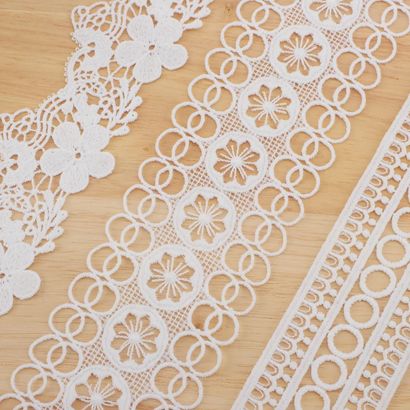 3Yard Hollow Embroidery Flower Fabrics Lace DIY Silk lace Wedding Lolita Children\'s Clothing CurtainUnderwear Sewing Accessories