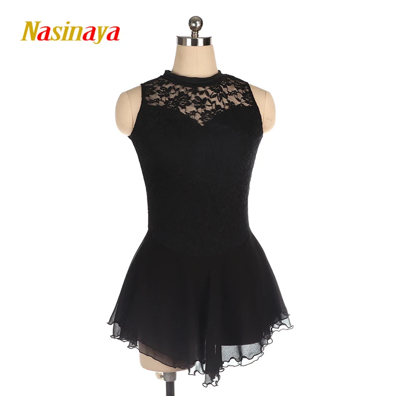 Figure Skating Dress Customized Competition Ice Skating Skirt for Girl Women Kids Gymnastic Performance black lace