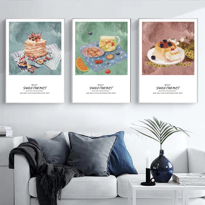 

Abstract Hd Still Life Wall Painting Dessert Fruit Cake Modern Restaurant Canvas Frameless Decorative Wall Painting