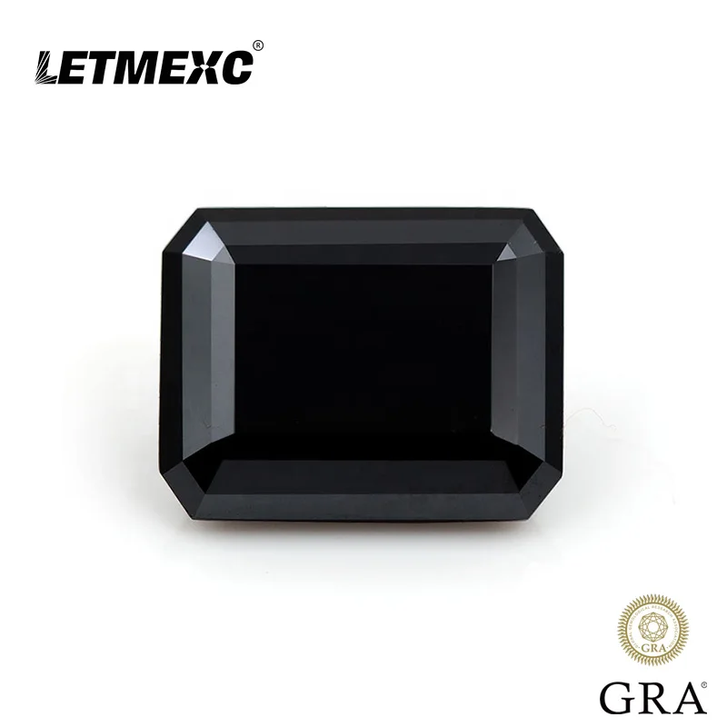 

Lexmexc Loose Black Moissanite Emerald Cut VVS1 with Certificate Pass Diamond Tester