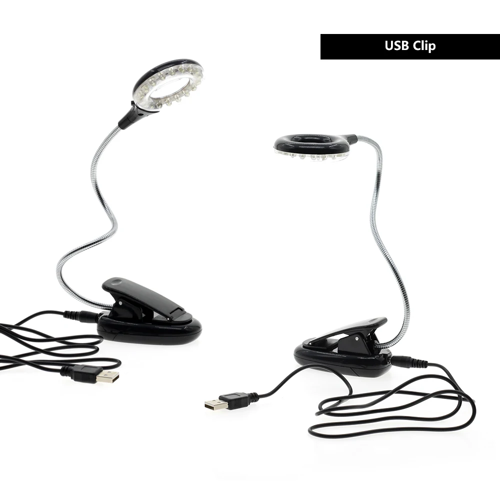 18 LEDs USB / USB Clip Flexible Desk Lamp DC5V With Magnifier For Reading Working Lighting