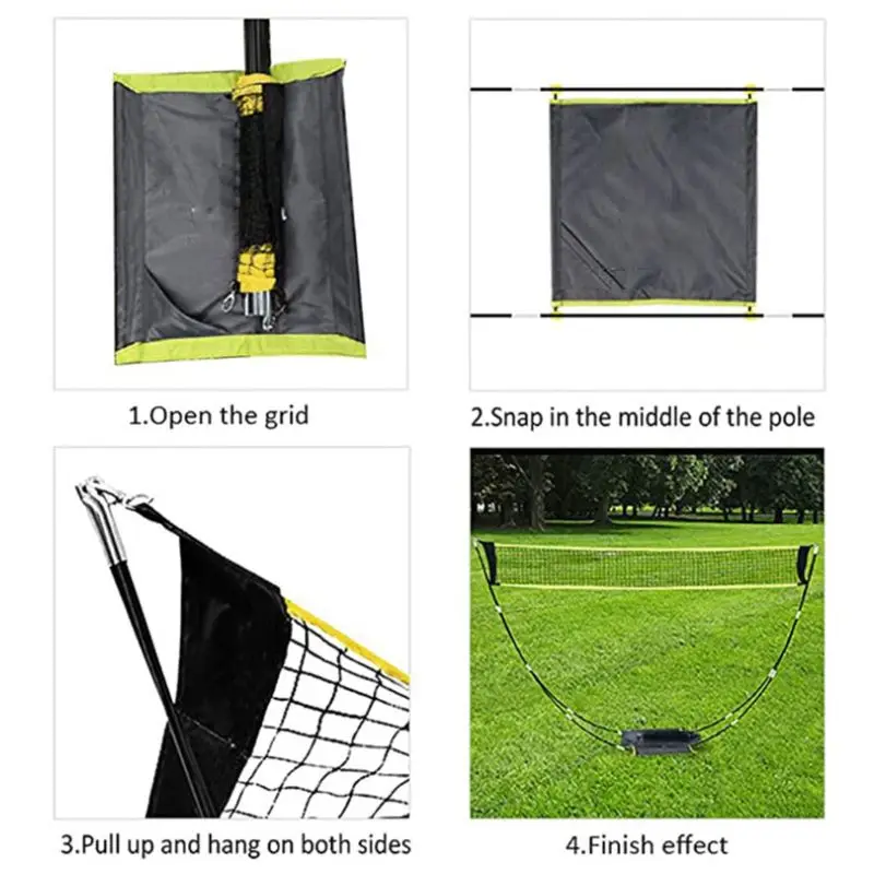 Filet de Badminton Portable avec support, sac de transport, pliable, pour volley-ball, Tennis, livraison directe