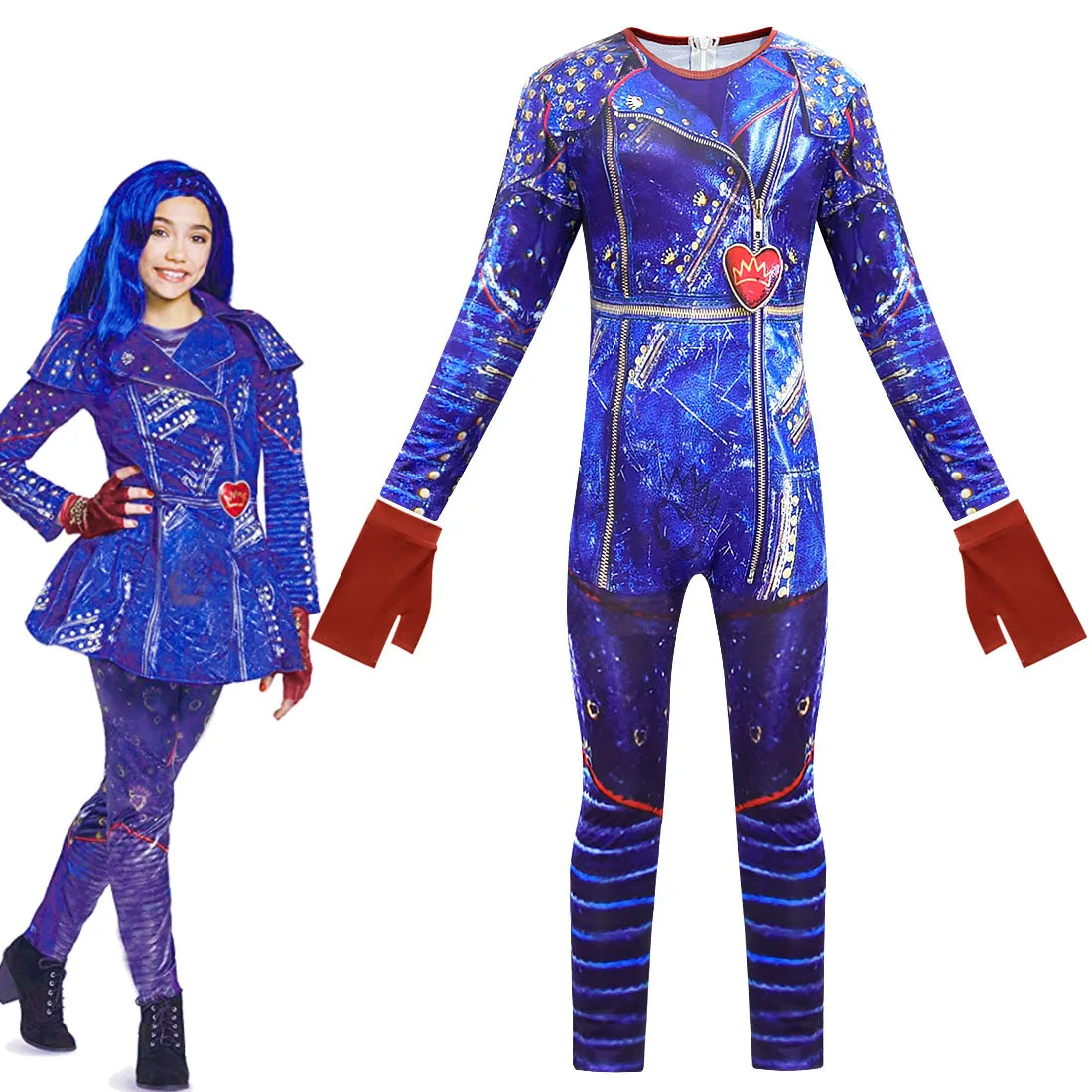 Baby Girls costume Descendants 3 Evie Mal Audrey Jay Carlos costumes Boys Halloween party cosplay for kid 3D Children Jumpsuit