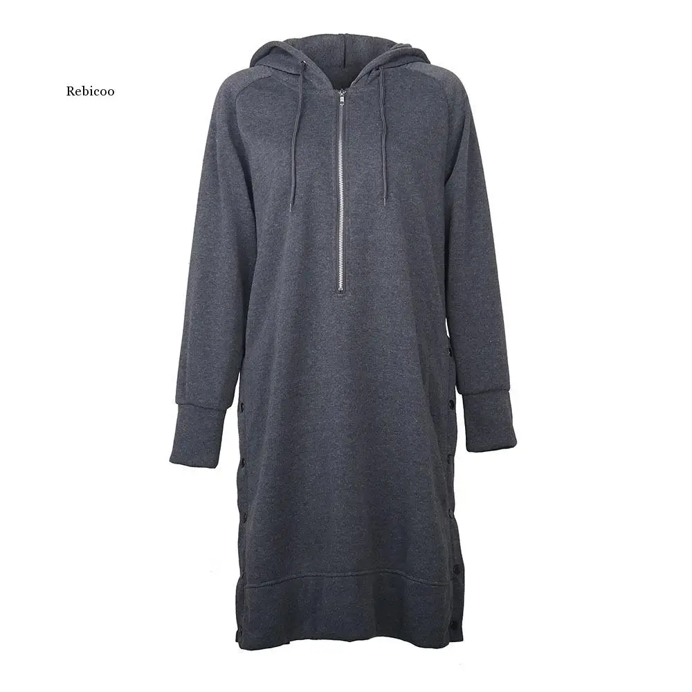 

Women's Loose Mid-Length Hoodie Casual Solid Color Hooded Sweatshirt Fall/winter Pullover Oversized Sweatshirt Dress Mew Fashion