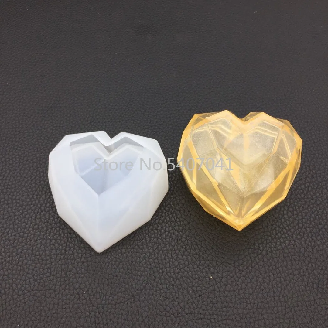 2pcs/set 3D Crystal Geometry Love Storage Box Mold Expoxy Mold Decorative Jewelry Resin Molds For Jewelry Making Tool