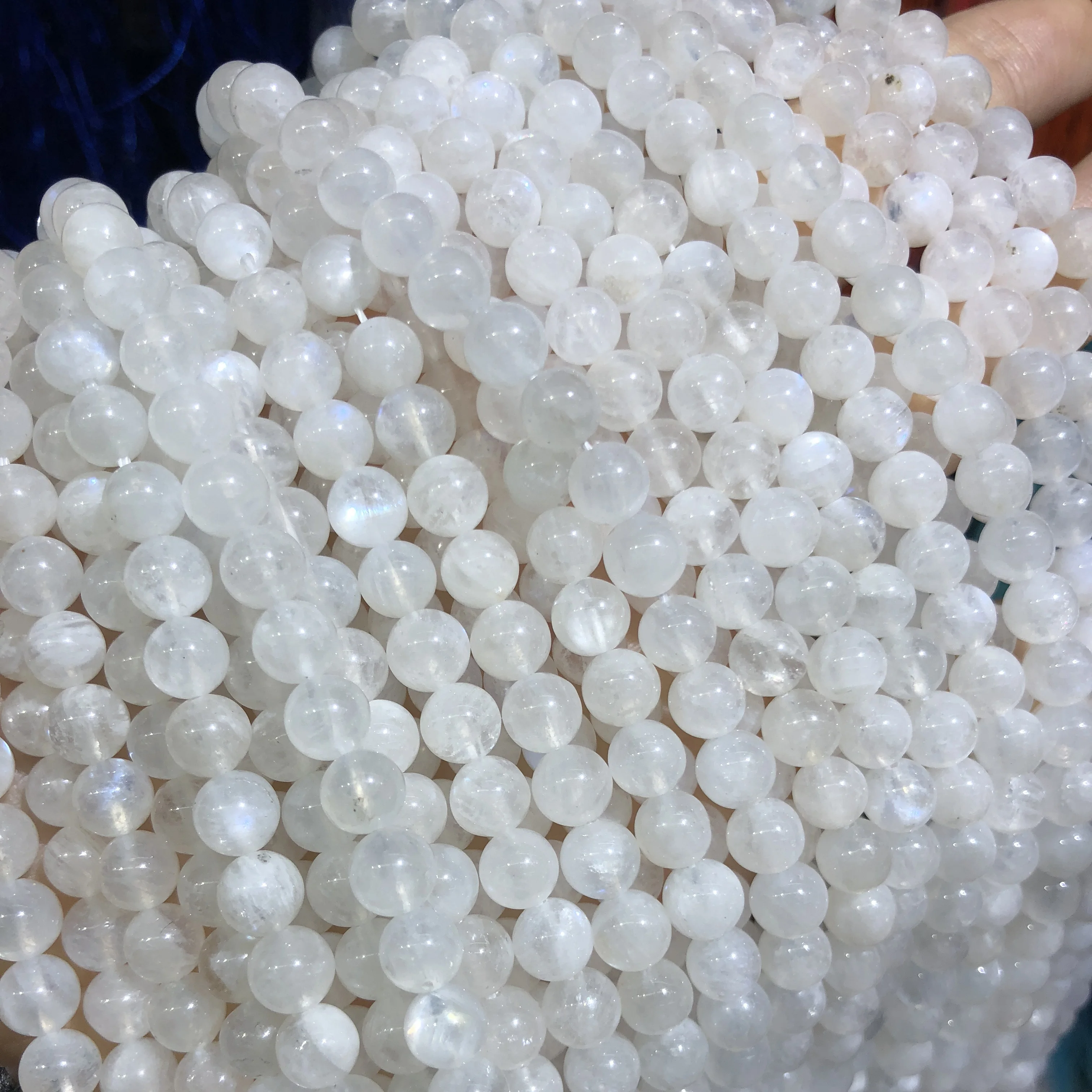 Natural Stone Blue Moonstone Beads Round Loose Spacer Beads for Making DIY Necklace Bracelet Jewelry Accessories