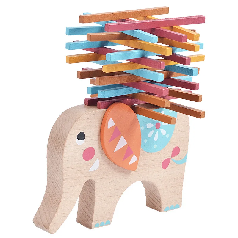 Baby Toys Educational Elephant Balancing Building Blocks Wooden Toy Wood Balance Game Montessori Blocks Gift For Children kids