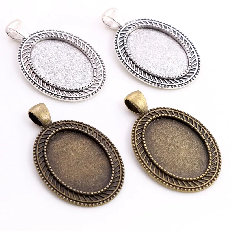 

10pcs 18x25mm Inner Size Antique Silver Bronze Plated Vintage Style Cameo Cabochon Base Setting Pendant necklace findings