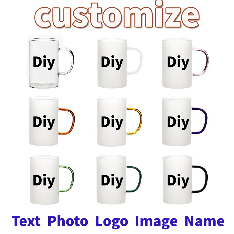 Diy Custom personalized Glass Cup Mug Print Pattern Picture Photo Logo Name Text  Frosted Drinking Beer Creative Present Gift