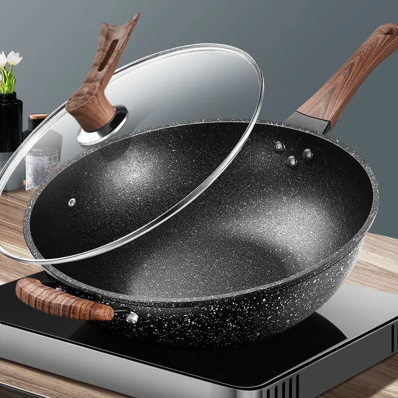 

Maifan Stone Wok Non-stick Pan Pan Without Oily Smoke Cooking Pot Induction Cooker Gas Cooker Household Iron Pan Non Stick Pan