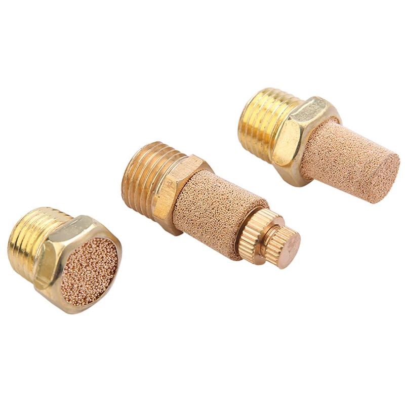 10PCS Pneumatic Copper Fitting M5 1/8 1/4  3/8  1/2 BSP Male Thread Exhaust Muffler Silencer Fitting Air Noise Brass Adjustable
