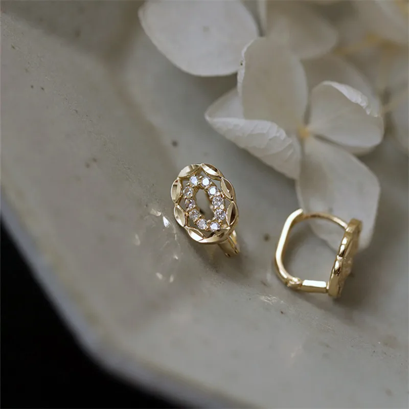 French Vintage Exquisite 925 Sterling Silver Zircon Lace Earrings for Women Plating 14K Gold Wedding Jewelry Gift