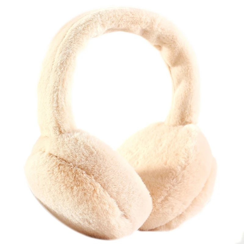 Women Men Winter Warm Faux Furry Earmuffs Headband Outdoor Windproof Solid Color Foldable Ear Covers Warm Hair Hoop