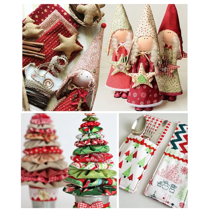 Christmas Decoration Fabric Printing Cartoon Santa Claus Elk Sleigh DIY Handmade Xmas Cloth By Half Meter